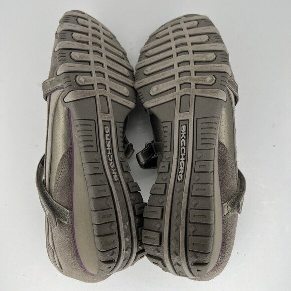 Skechers Taupe Strappy Cushioned Wedge Heel Womens Size 8 Faux Suede and Fabric - Picture 8 of 9